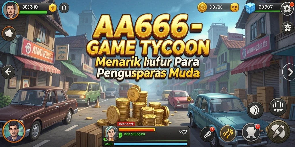 Screenshot utama menampilkan gameplay intens dari <strong>AA666</strong> yang menggambarkan manajemen bisnis.