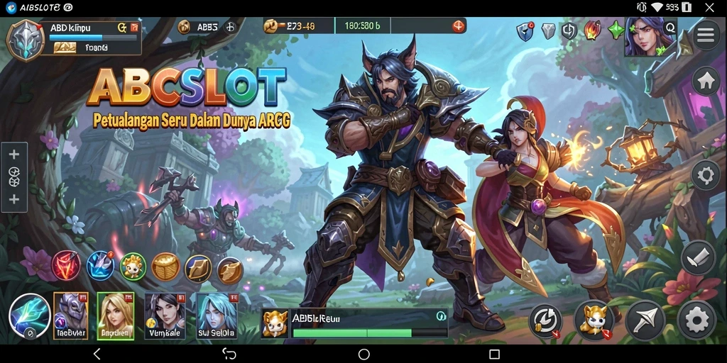 Screenshot gameplay ARPG yang menampilkan pertempuran mendebarkan dalam ABCSLOT.