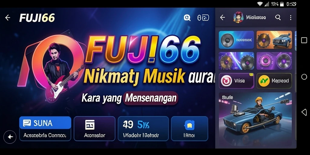 Tampilan gameplay <strong>FUJI66</strong> menampilkan interaksi pengguna dengan berbagai alat musik.