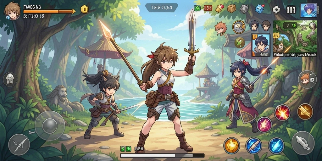 Screenshot FW66 menampilkan aksi petualangan dalam dunia Anime.