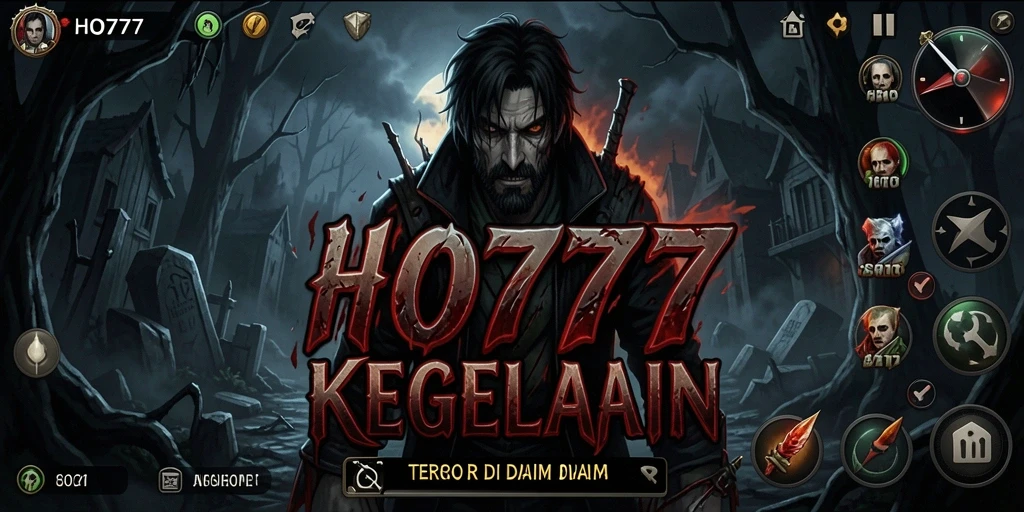 Tampilan gameplay menakutkan di HO777 dengan suasana gelap dan rintangan yang mengerikan.