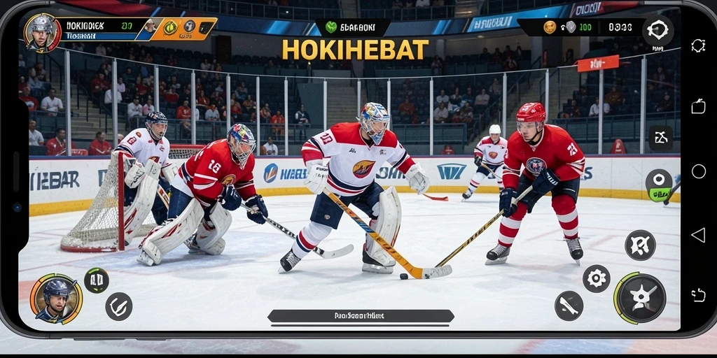 Tampilan gameplay HOKIHEBAT yang memukau dengan aksi hoki yang seru.