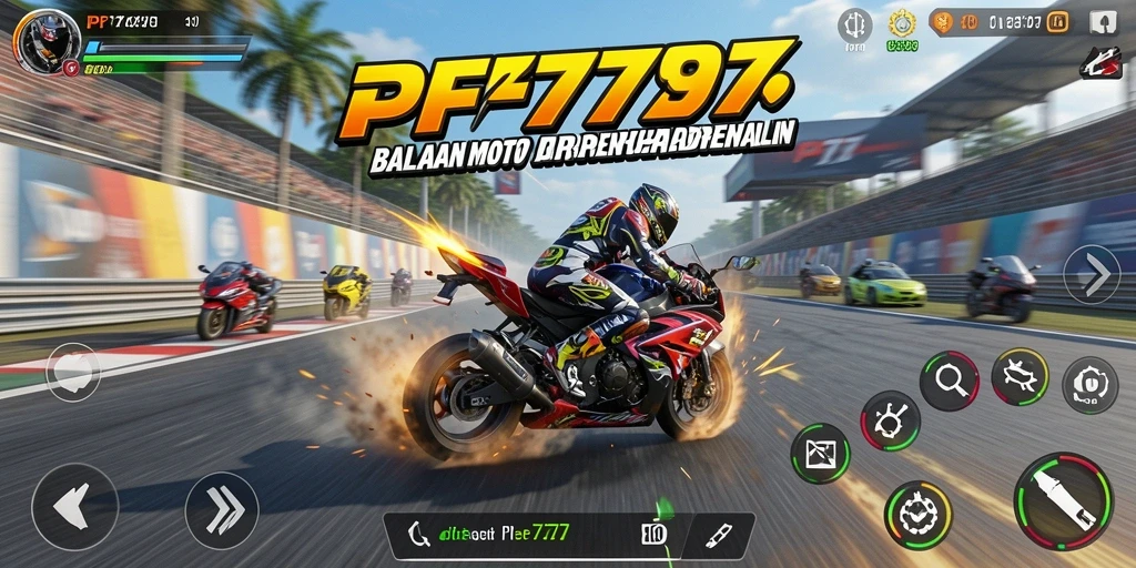 Screenshot utama menampilkan balapan motor yang mendebarkan dan grafik menawan.