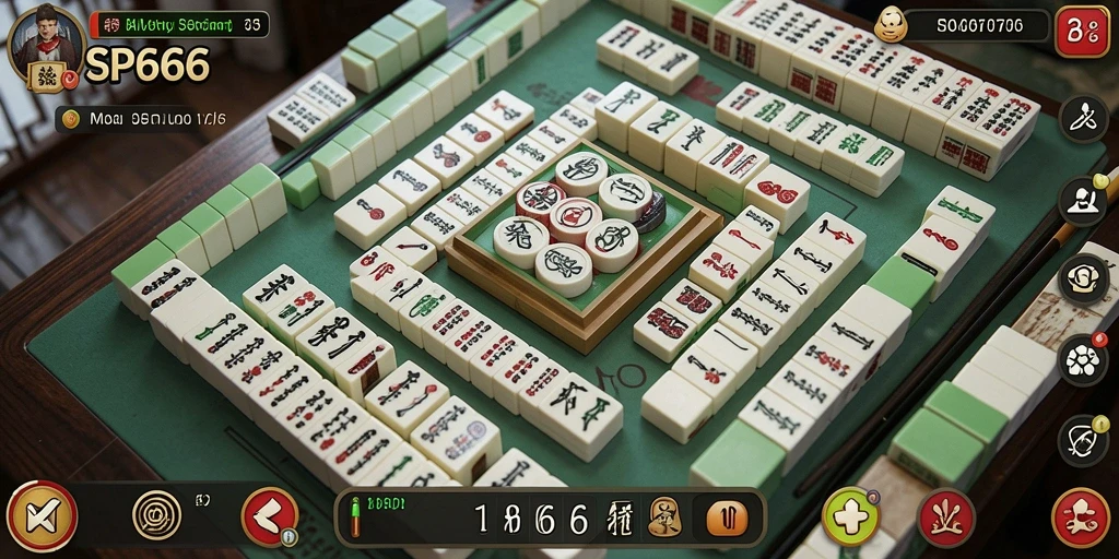 Gameplay menarik dari SP666 dengan desain ubin Mahjong.