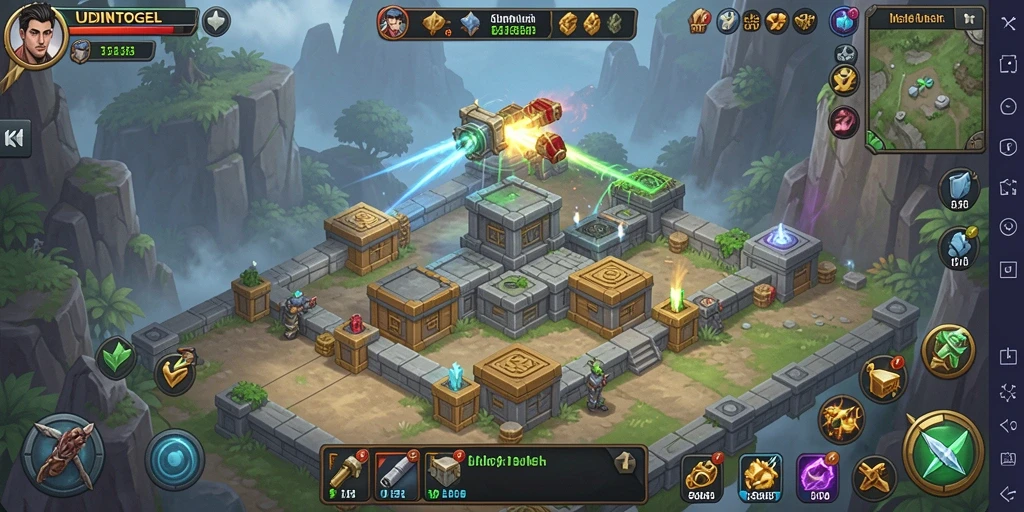 Screenshot gameplay UDINTOGEL menampilkan aksi seru Tower Defense.