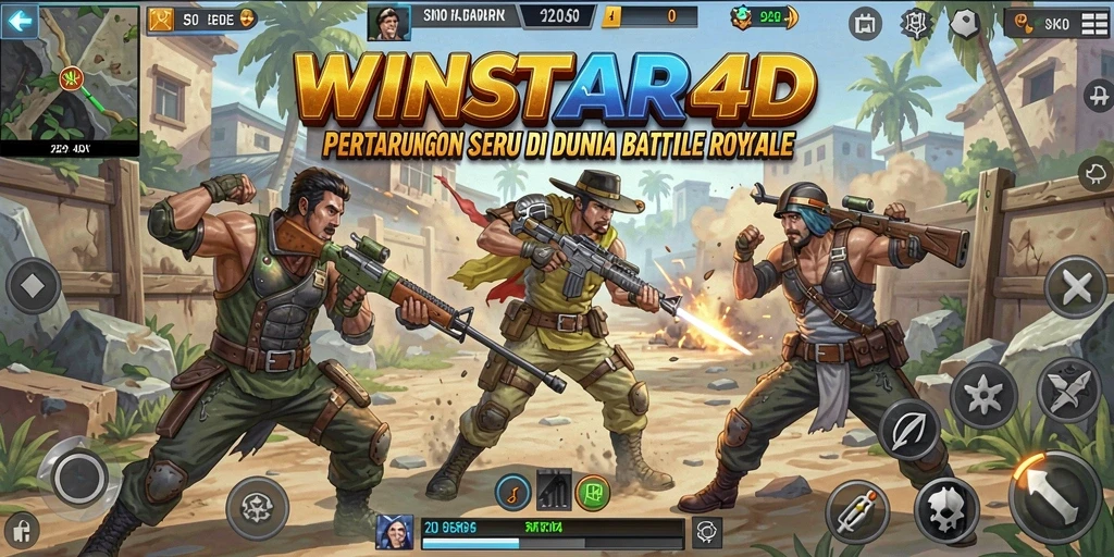 Gameplay seru dan adiktif dari WINSTAR4D dalam suasana Battle Royale.